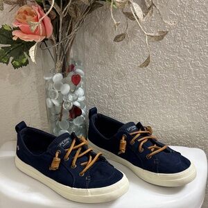 Sperry Navy Sneakers with Brown Laces